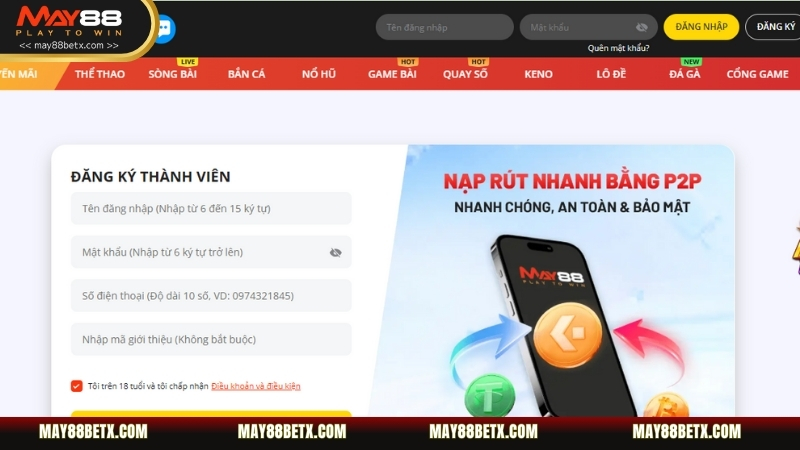 Hướng dẫn chi tiết cho người chơi cách đăng ký may88